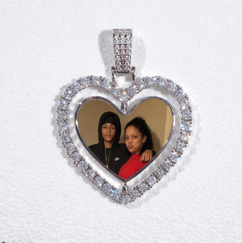 3D Spinning 2-Faced Heart Custom Picture Pendant