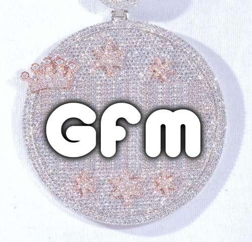 CUSTOM LETTER NECKLACE 3D BIG CROWN DISC