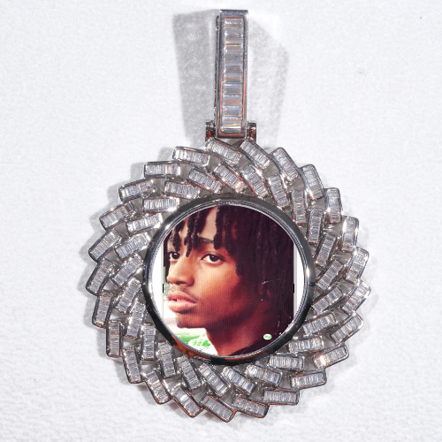 Large 3D Baguette Custom Picture Pendant