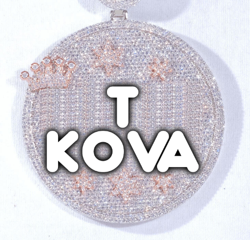 CUSTOM LETTER NECKLACE 3D BIG CROWN DISC