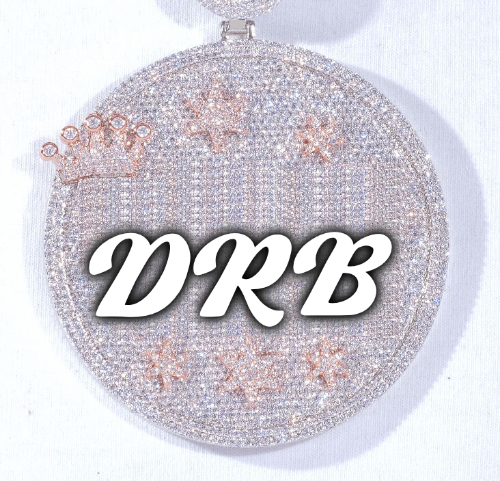 CUSTOM LETTER NECKLACE 3D BIG CROWN DISC