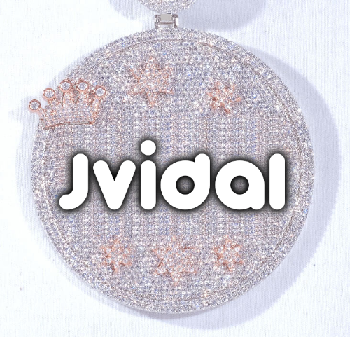 CUSTOM LETTER NECKLACE 3D BIG CROWN DISC