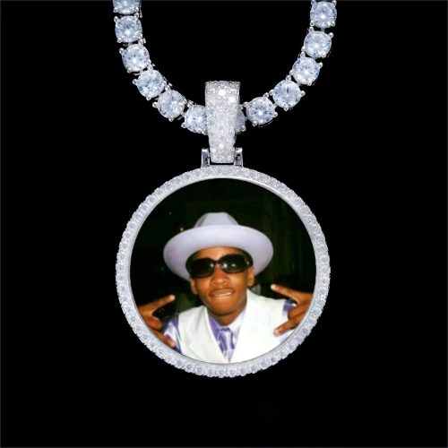 925S & VVS Moissanite 3D Circle Custom Picture Pendant