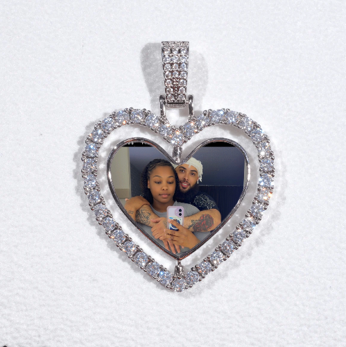 3D Spinning 2-Faced Heart Custom Picture Pendant