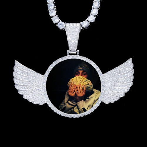 925S & VVS Moissanite 3D Wing Custom Picture Pendant
