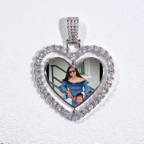 3D Spinning 2-Faced Heart Custom Picture Pendant