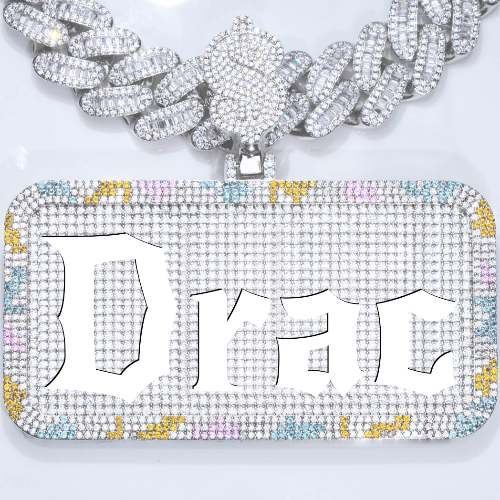 CUSTOM LETTER NECKLACE 3D COLORFUL SQUARE