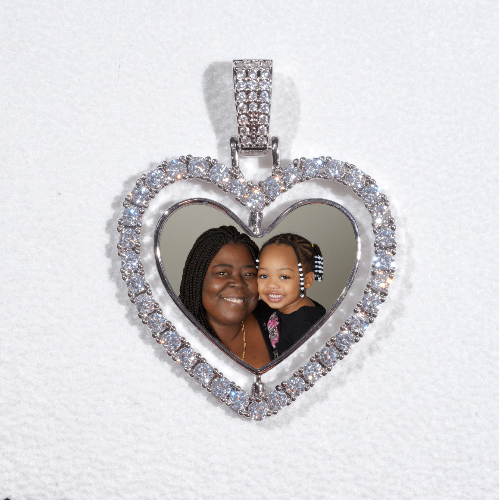 3D Spinning 2-Faced Heart Custom Picture Pendant