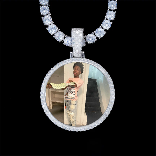 925S & VVS Moissanite 3D Circle Custom Picture Pendant
