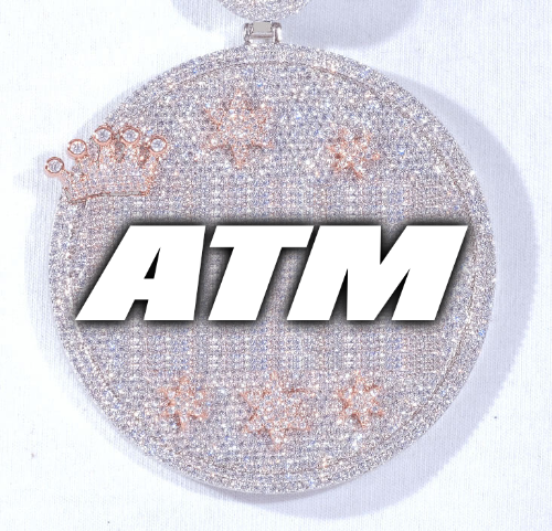 CUSTOM LETTER NECKLACE 3D BIG CROWN DISC