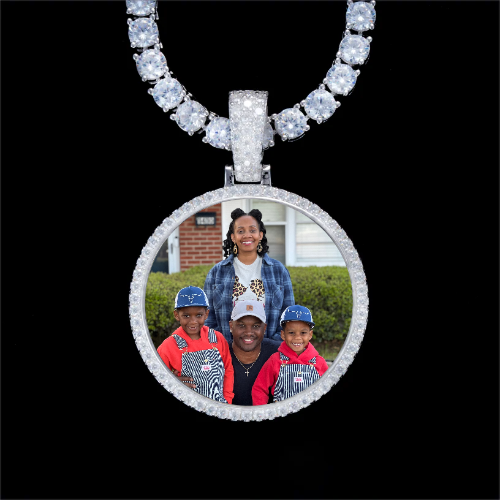 925S & VVS Moissanite 3D Circle Custom Picture Pendant