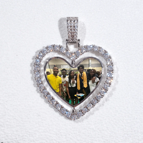 3D Spinning 2-Faced Heart Custom Picture Pendant