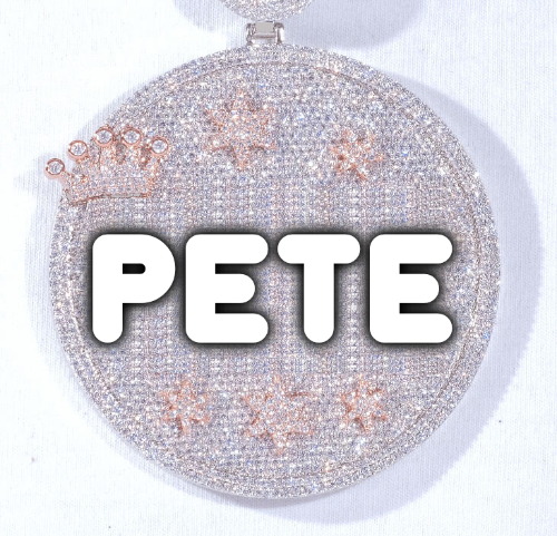 CUSTOM LETTER NECKLACE 3D BIG CROWN DISC