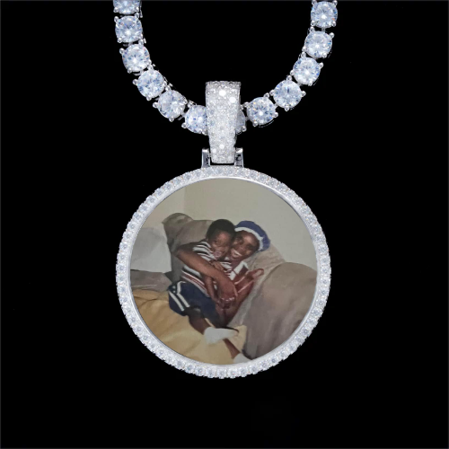 925S & VVS Moissanite 3D Circle Custom Picture Pendant