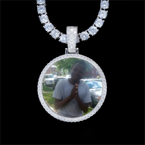 925S & VVS Moissanite 3D Circle Custom Picture Pendant