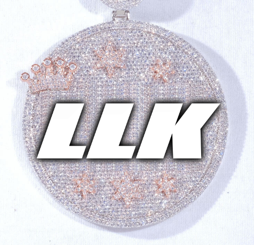 CUSTOM LETTER NECKLACE 3D BIG CROWN DISC