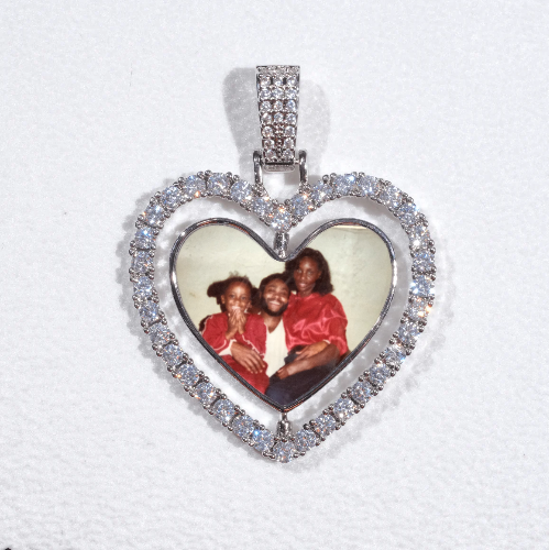 3D Spinning 2-Faced Heart Custom Picture Pendant