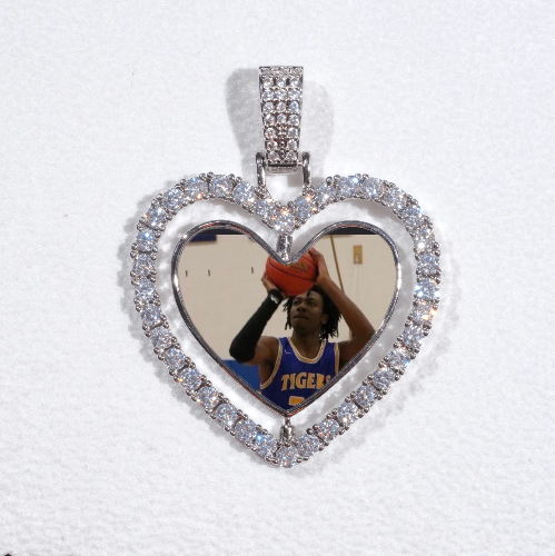 3D Spinning 2-Faced Heart Custom Picture Pendant