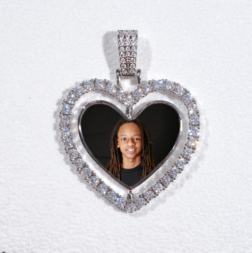 3D Spinning 2-Faced Heart Custom Picture Pendant