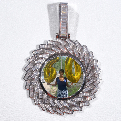 Large 3D Baguette Custom Picture Pendant