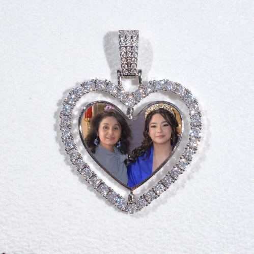 3D Spinning 2-Faced Heart Custom Picture Pendant