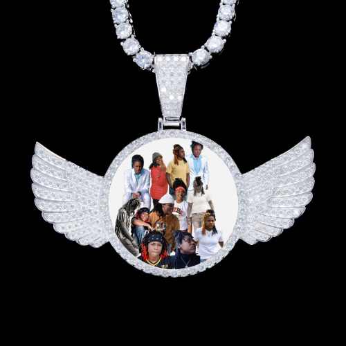 925S & VVS Moissanite 3D Wing Custom Picture Pendant
