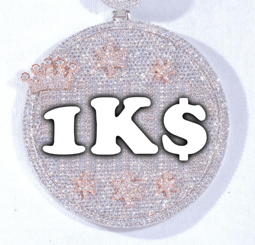 CUSTOM LETTER NECKLACE 3D BIG CROWN DISC
