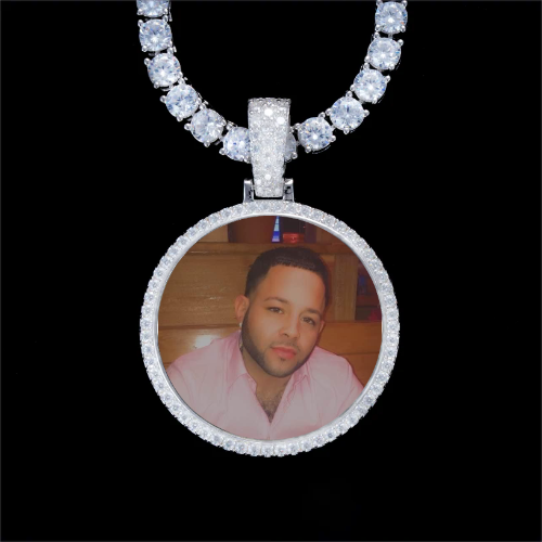 925S & VVS Moissanite 3D Circle Custom Picture Pendant