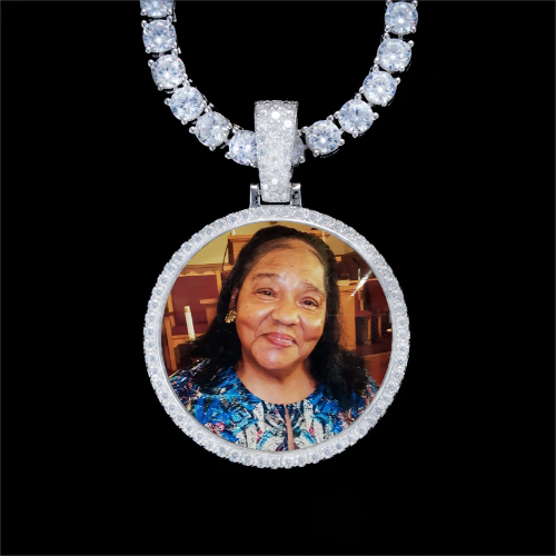 925S & VVS Moissanite 3D Circle Custom Picture Pendant