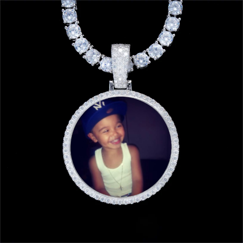 925S & VVS Moissanite 3D Circle Custom Picture Pendant