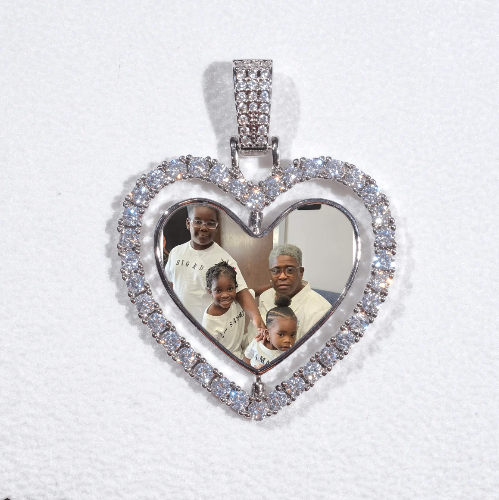 3D Spinning 2-Faced Heart Custom Picture Pendant