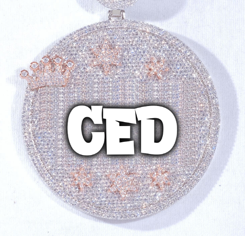 CUSTOM LETTER NECKLACE 3D BIG CROWN DISC