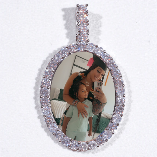 Large 3D Oval Custom Picture Pendant