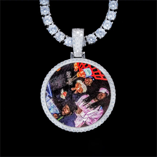 925S & VVS Moissanite 3D Circle Custom Picture Pendant