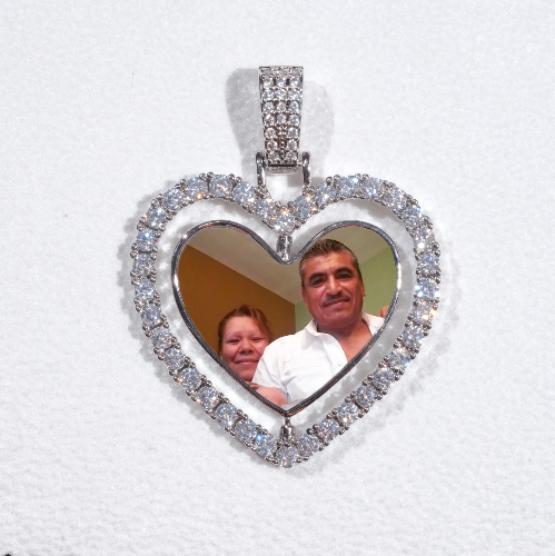 3D Spinning 2-Faced Heart Custom Picture Pendant