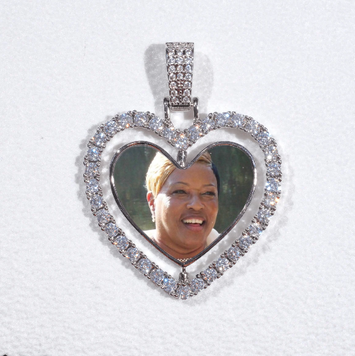 3D Spinning 2-Faced Heart Custom Picture Pendant