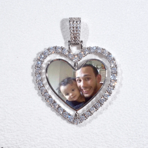 3D Spinning 2-Faced Heart Custom Picture Pendant