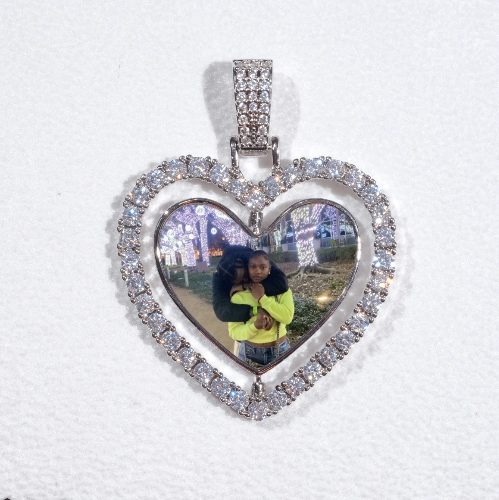 3D Spinning 2-Faced Heart Custom Picture Pendant