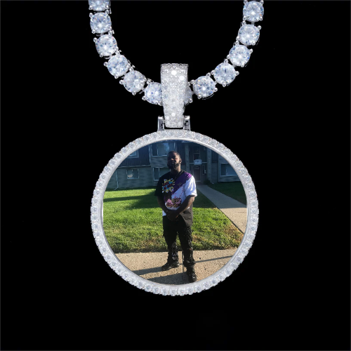925S & VVS Moissanite 3D Circle Custom Picture Pendant