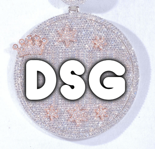 CUSTOM LETTER NECKLACE 3D BIG CROWN DISC