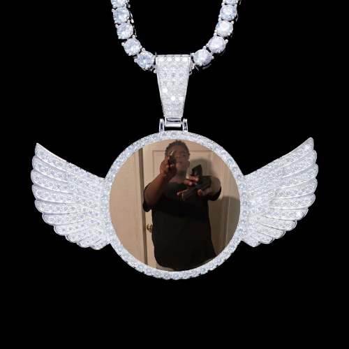 925S & VVS Moissanite 3D Wing Custom Picture Pendant