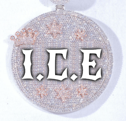 CUSTOM LETTER NECKLACE 3D BIG CROWN DISC