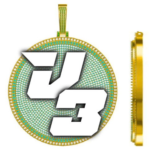 CUSTOM LETTER NECKLACE 3D BIG DISC