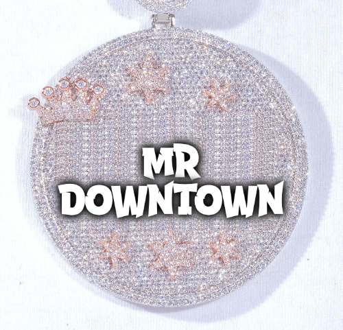 CUSTOM LETTER NECKLACE 3D BIG CROWN DISC