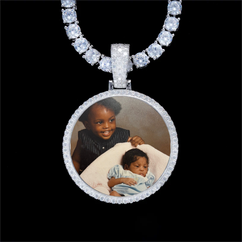 925S & VVS Moissanite 3D Circle Custom Picture Pendant