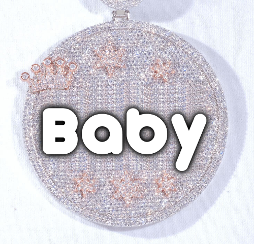 CUSTOM LETTER NECKLACE 3D BIG CROWN DISC