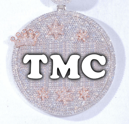 CUSTOM LETTER NECKLACE 3D BIG CROWN DISC