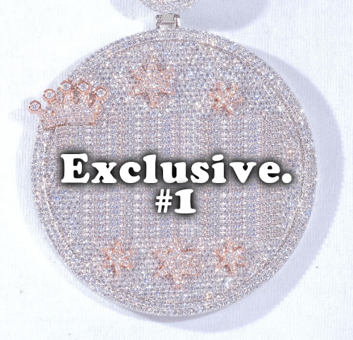 CUSTOM LETTER NECKLACE 3D BIG CROWN DISC