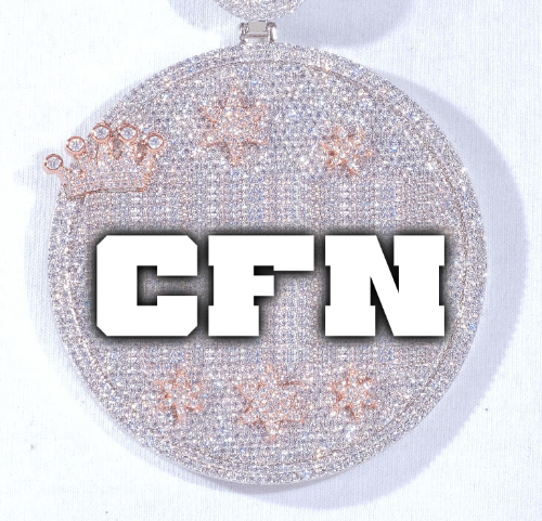 CUSTOM LETTER NECKLACE 3D BIG CROWN DISC
