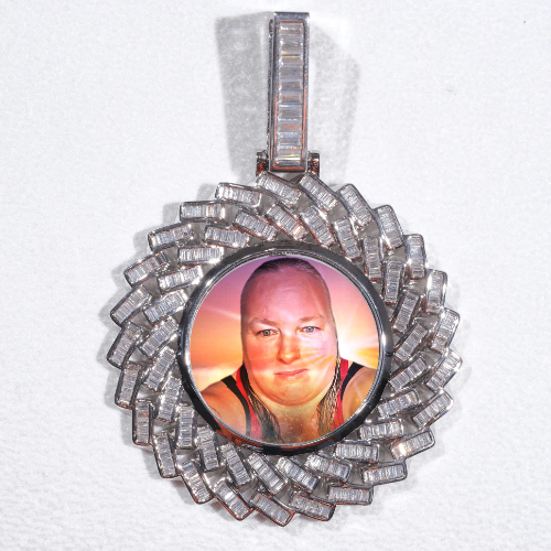 Large 3D Baguette Custom Picture Pendant